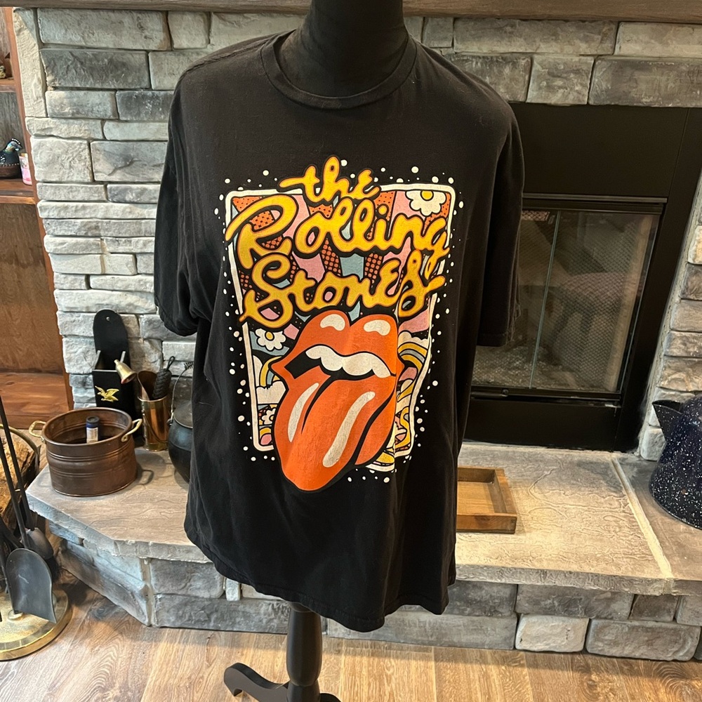 The Rolling Stones Black Tee with White Logo